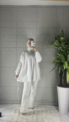 Fırfırlı Model Tunik - Beyaz