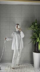 Fırfırlı Model Tunik - Beyaz