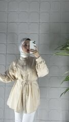 Güpürlü Model Tunik - Bej
