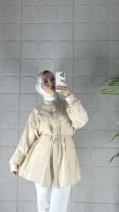 Güpürlü Model Tunik - Bej