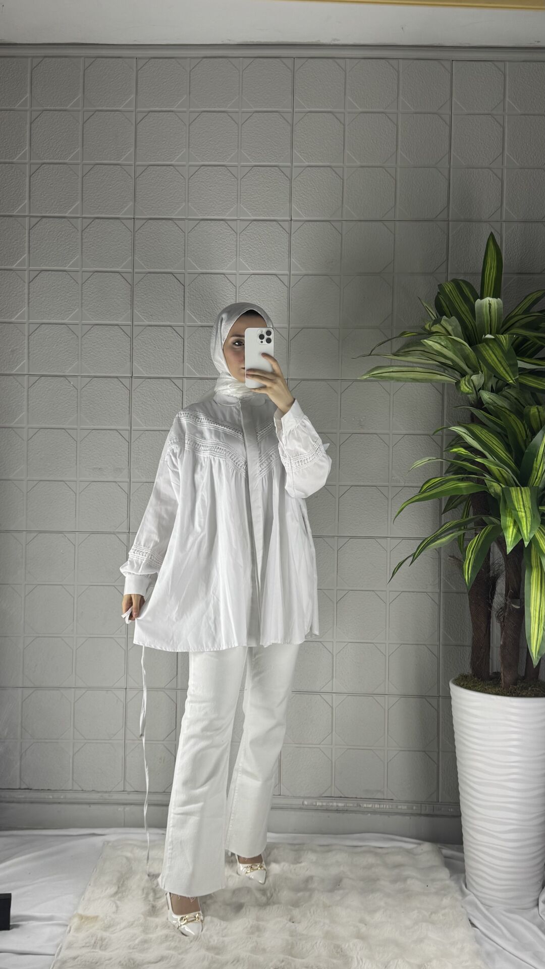 Güpürlü Model Tunik - Beyaz