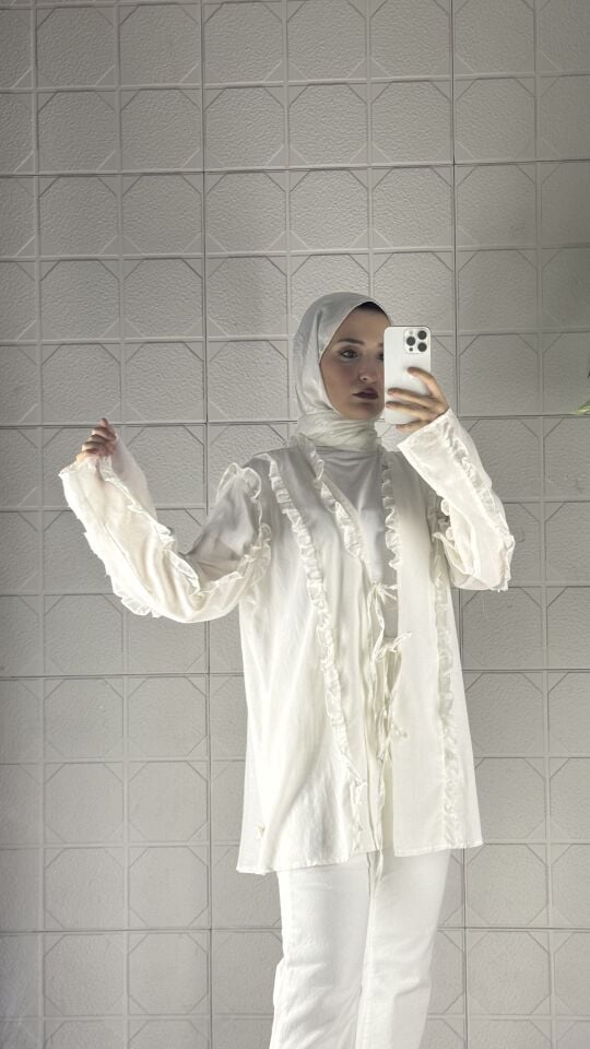 Güpürlü Model Tunik - Beyaz