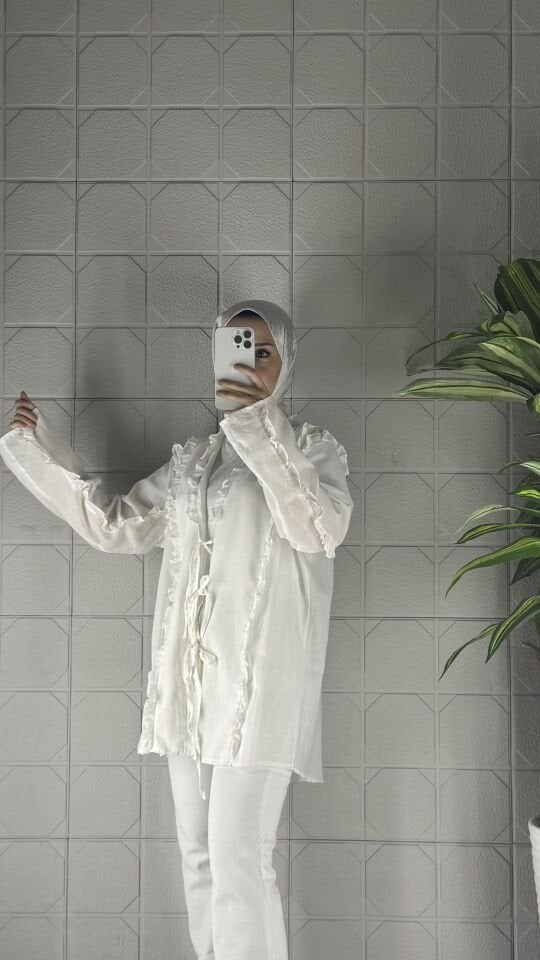 Güpürlü Model Tunik - Beyaz