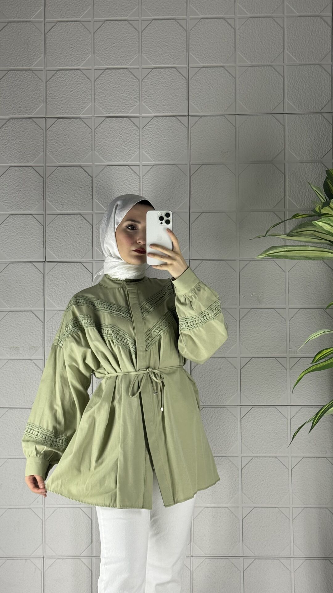 Güpürlü Model Tunik - Yeşil