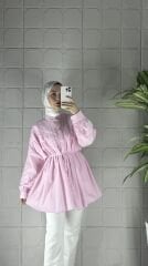Güpürlü Model Tunik - Pembe