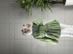 Düğmeli Bağlamalı Model Tunik - Yeşil