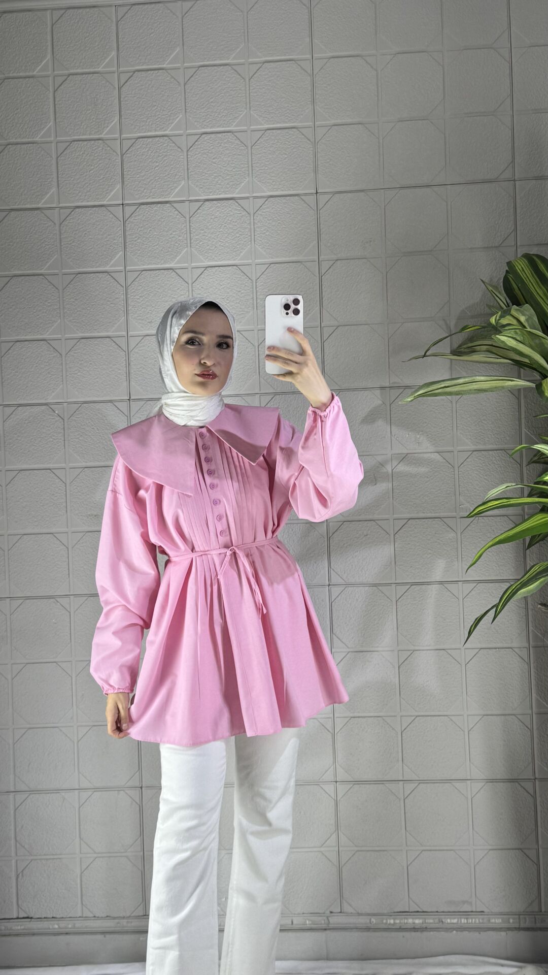 Poplin Model Tunik - Pembe