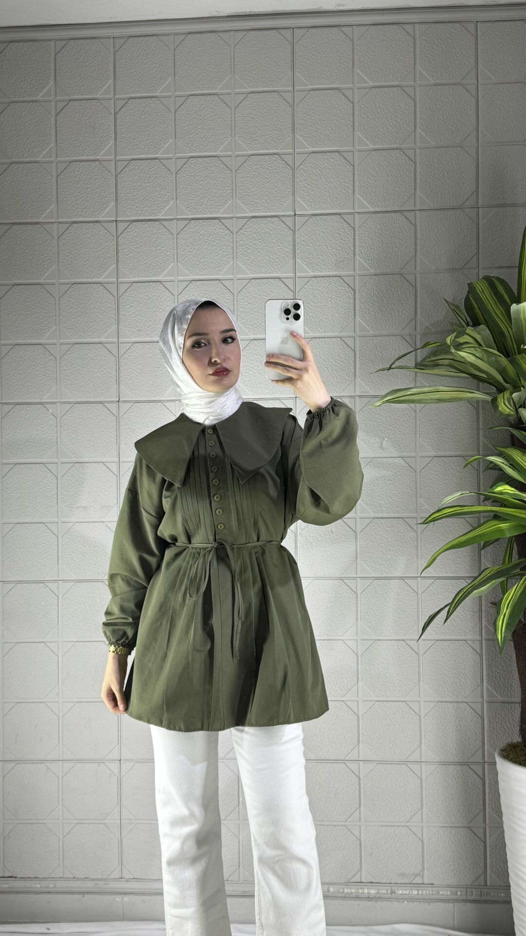 Poplin Model Tunik - Yeşil
