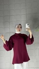 Şifon Taşlı Model Tunik - Bordo