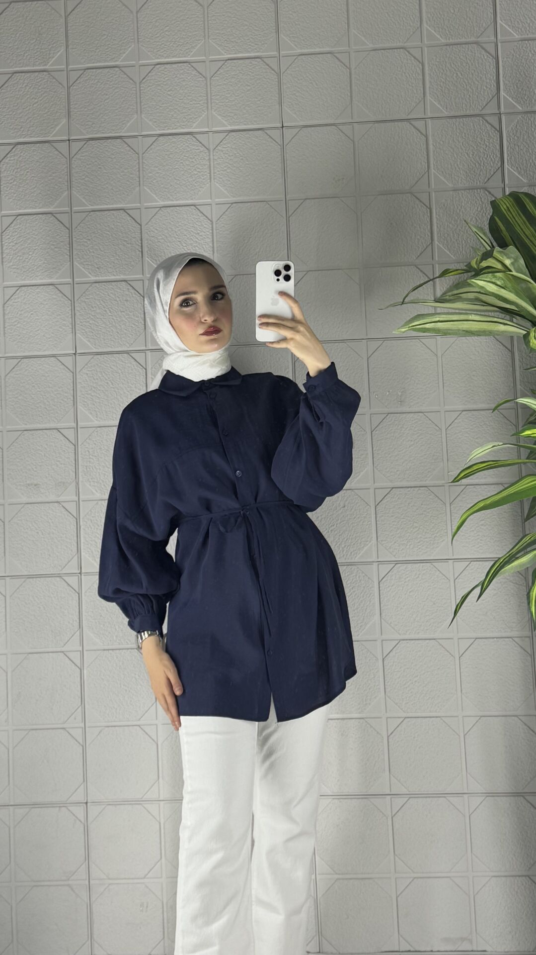 Tansel Kumaş Model Tunik - Lacivert