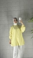 Tansel Kumaş Model Tunik - Sarı
