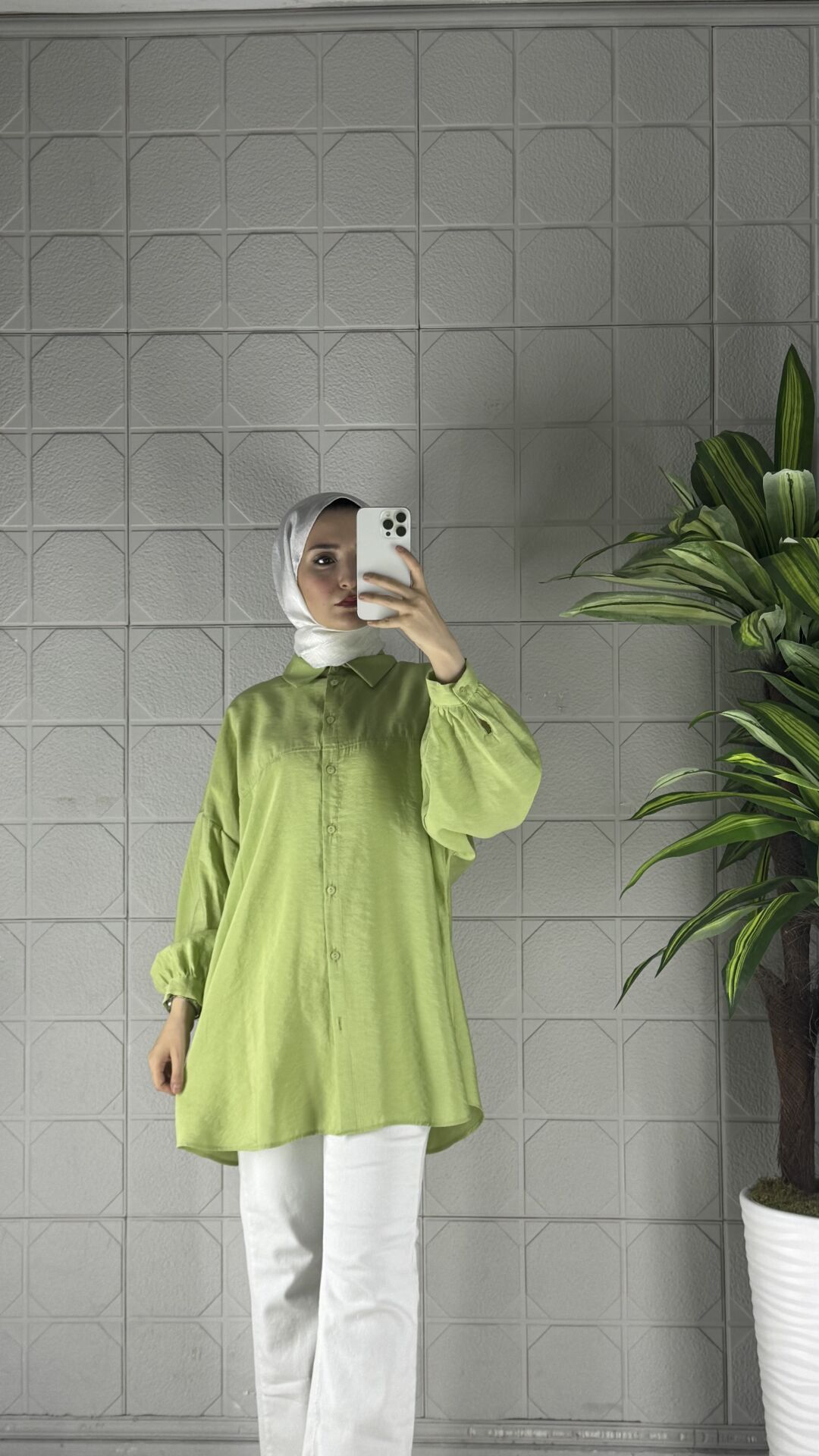 Tansel Kumaş Model Tunik - Yeşil