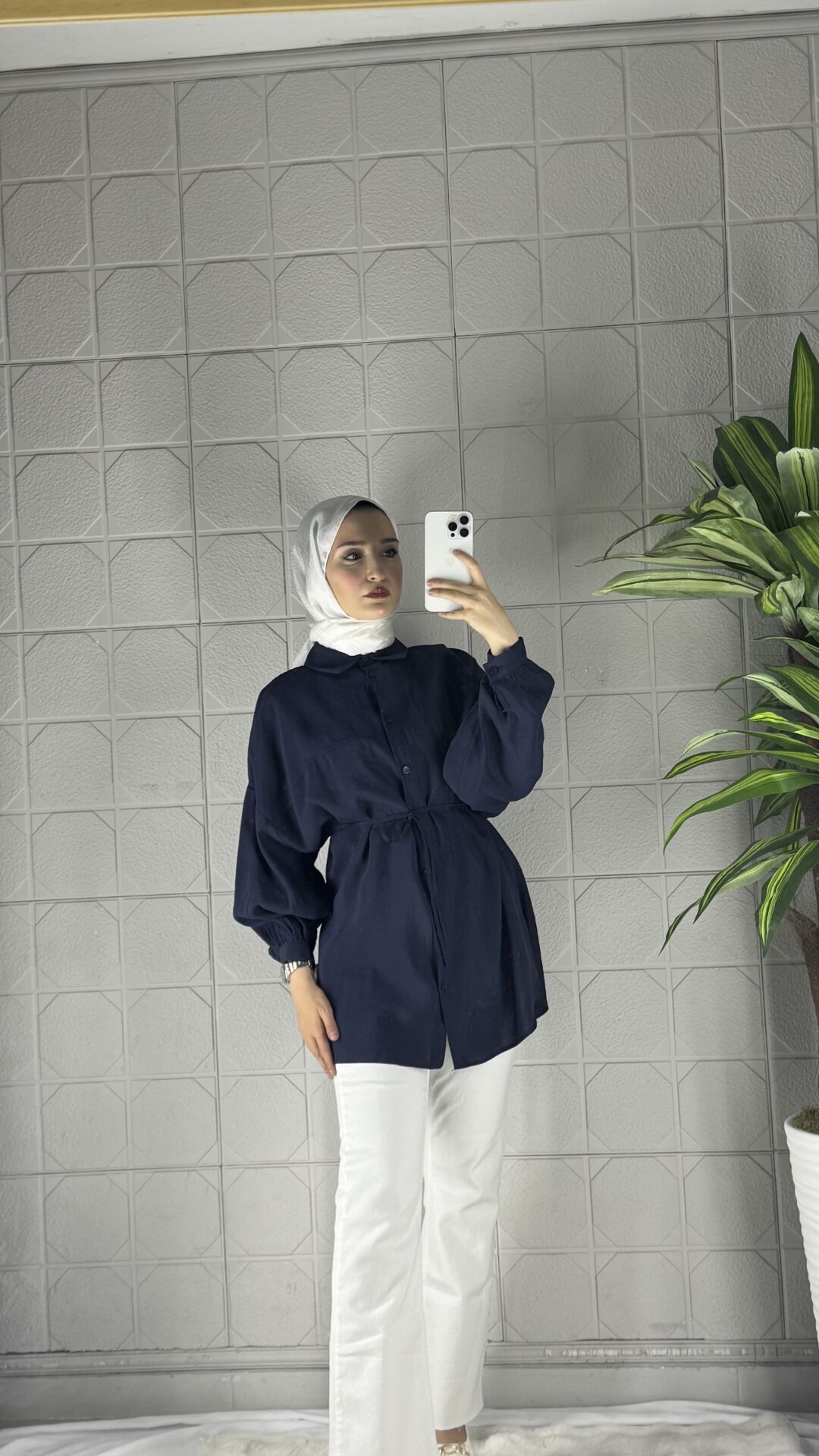Tansel Kumaş Model Tunik - Lacivert