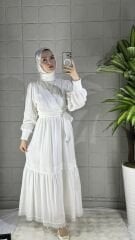 Muslin Bağlamalı Model Takım - Beyaz