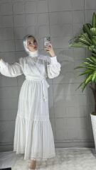Muslin Bağlamalı Model Takım - Beyaz