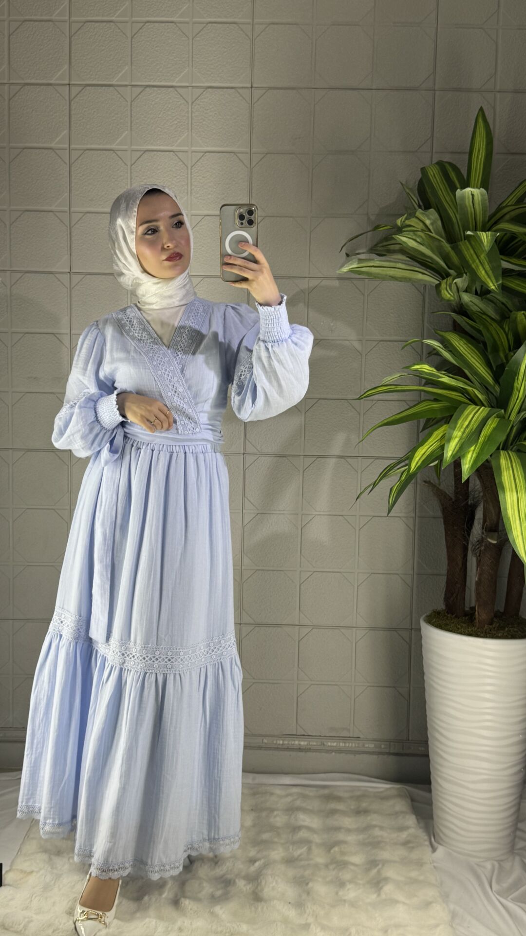 Muslin Bağlamalı Model Takım - Mavi