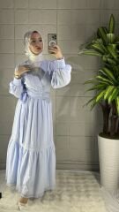 Muslin Bağlamalı Model Takım - Mavi