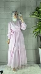 Muslin Bağlamalı Model Takım - Pembe