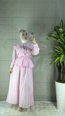 Üçgen Yaka Model İkili Takım - Pembe