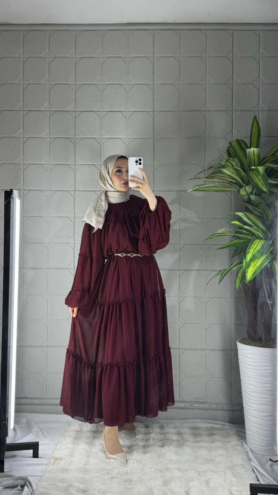 Velora Model Elbise - Bordo