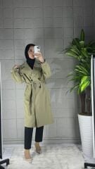 Düğmeli Trenç Model - Yeşil